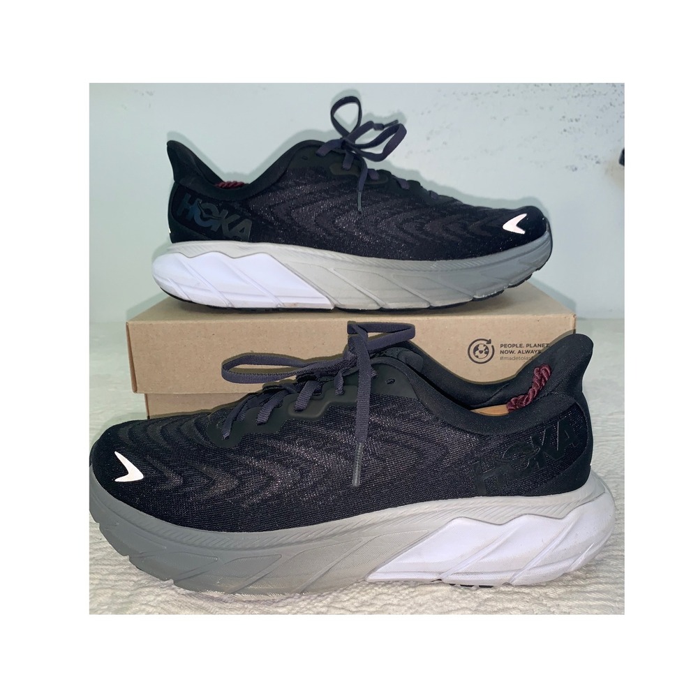 Hoka Arahi 6 Womens Running Shoes Black White Grey Stability Sneakers 9B 1123195